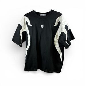 Aelfric Eden Short Sleeve Oversized Unisex Top in Black and White Size M